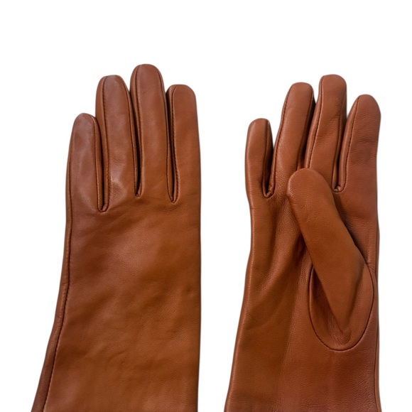 Vince Nappa Leather & Cashmere Luxury Gloves Brown Sz M - Picture 10 of 11